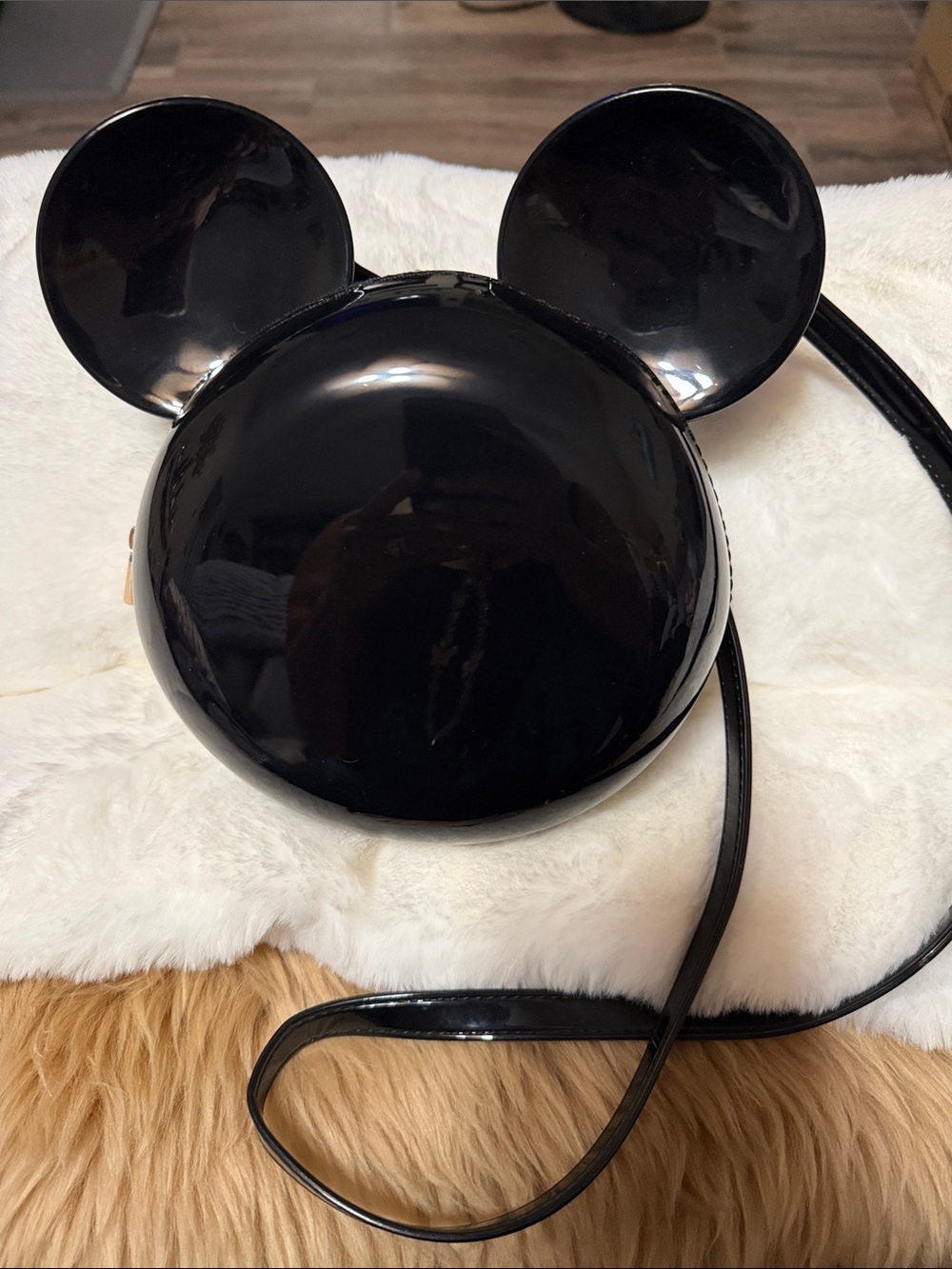 Mickey Mouse-shaped crossbody bag in black vinyl